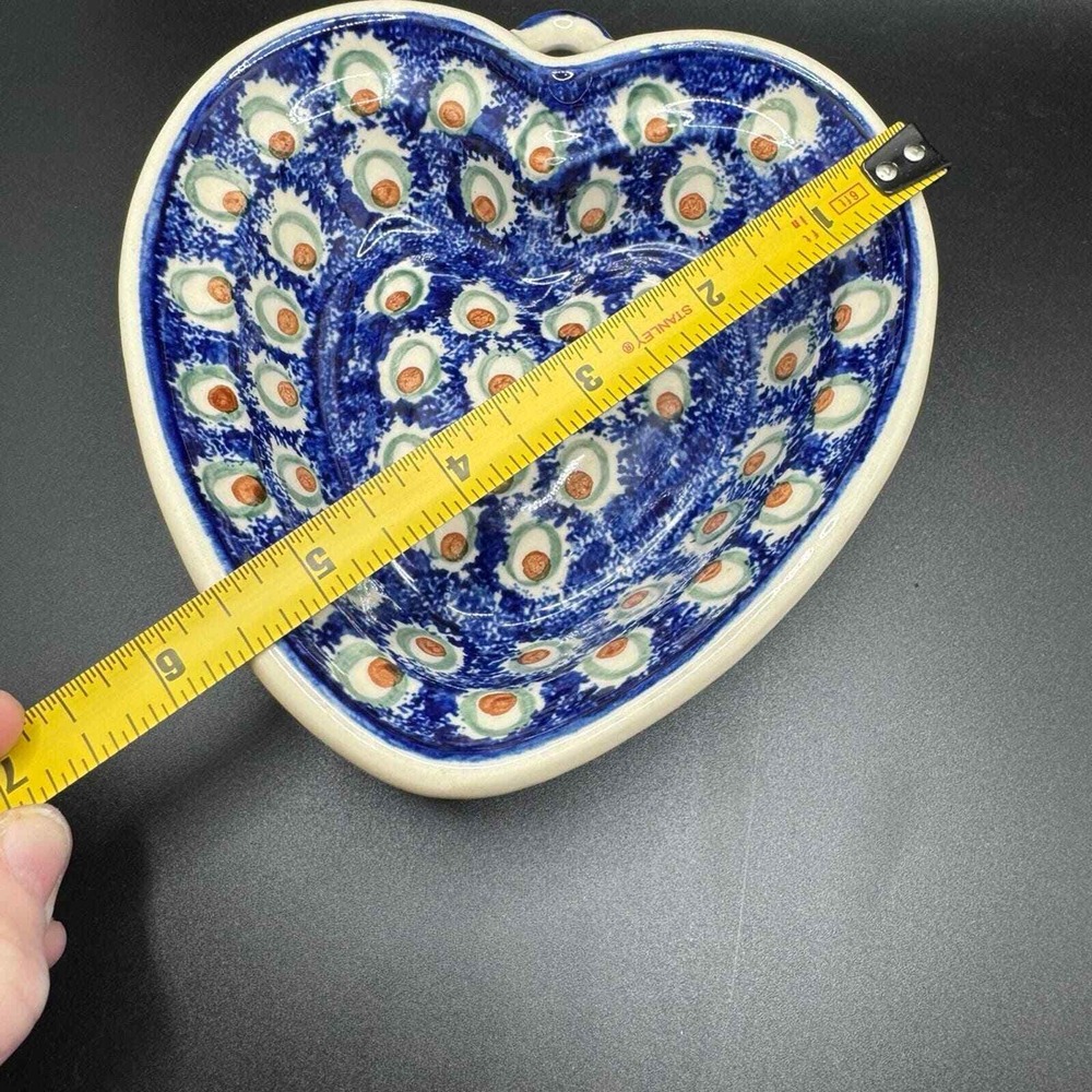Blue polish pottery heart bowl - Picture 2 of 3